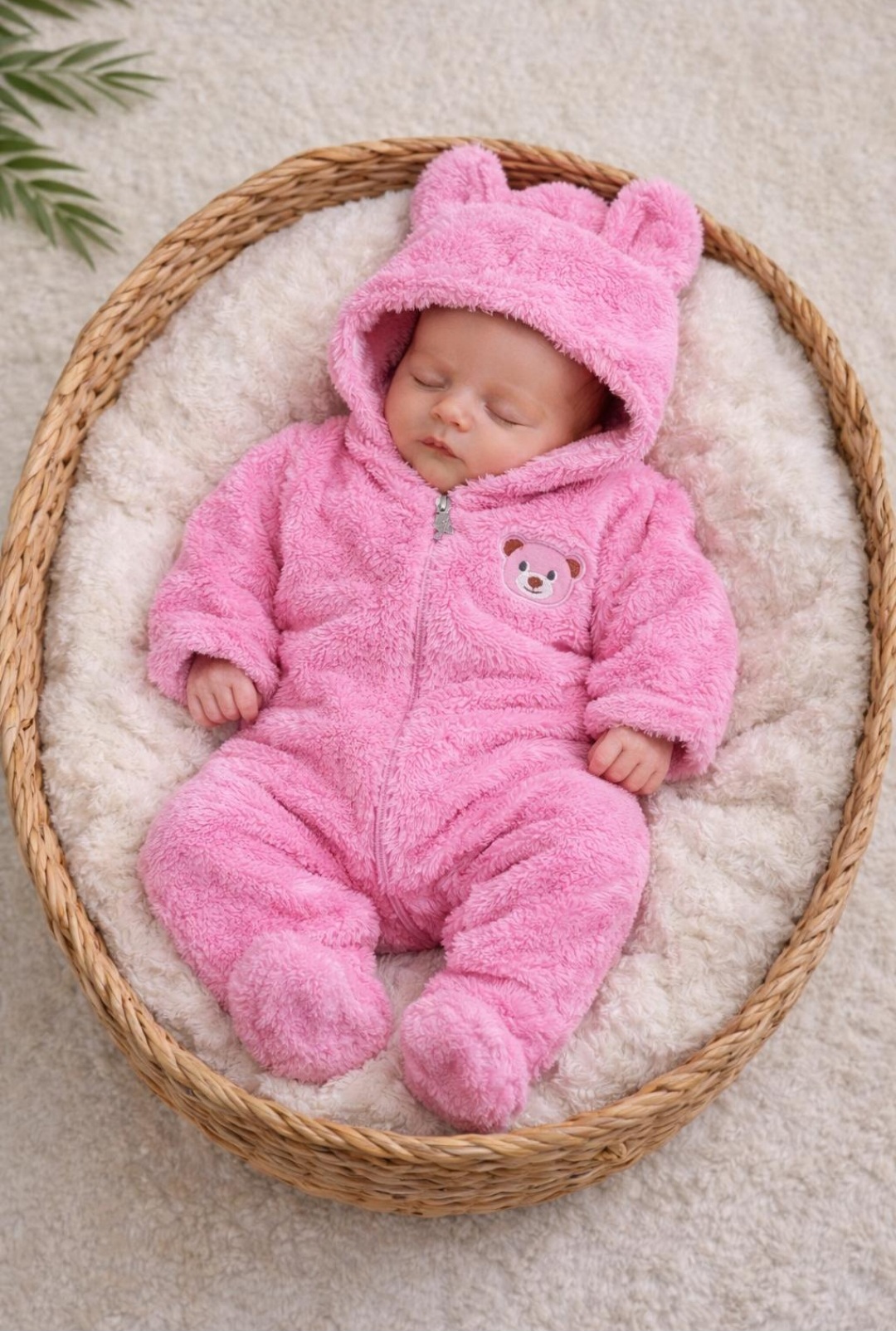 Roze jesenji skafander Meda za bebe sa ušima