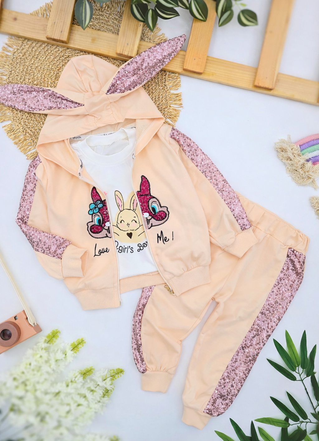 Trodelna trenerka sa zeka motivom – svetlo krem