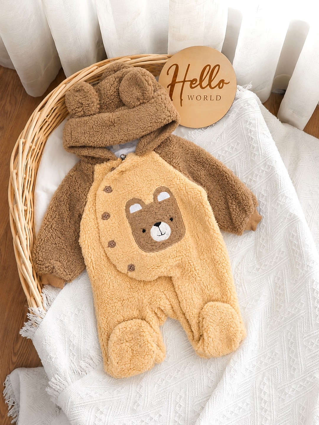 Tedi skafander sa medom za bebe – braon