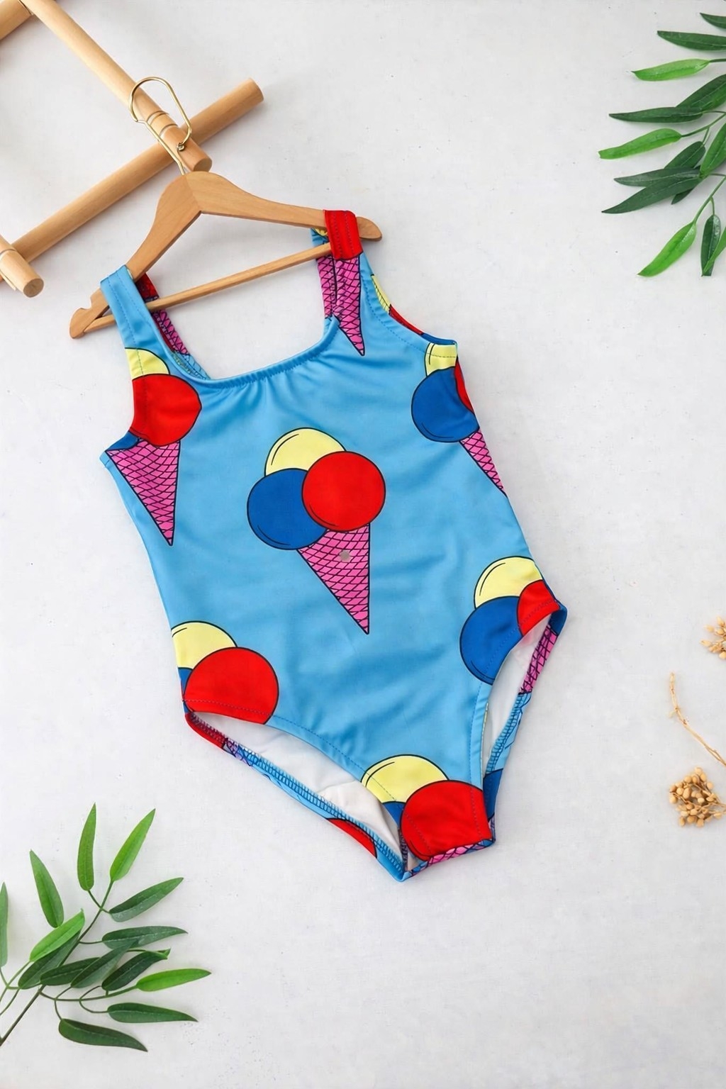 Kupaći bodić na bratele sa motivom sladoled – za devojčice