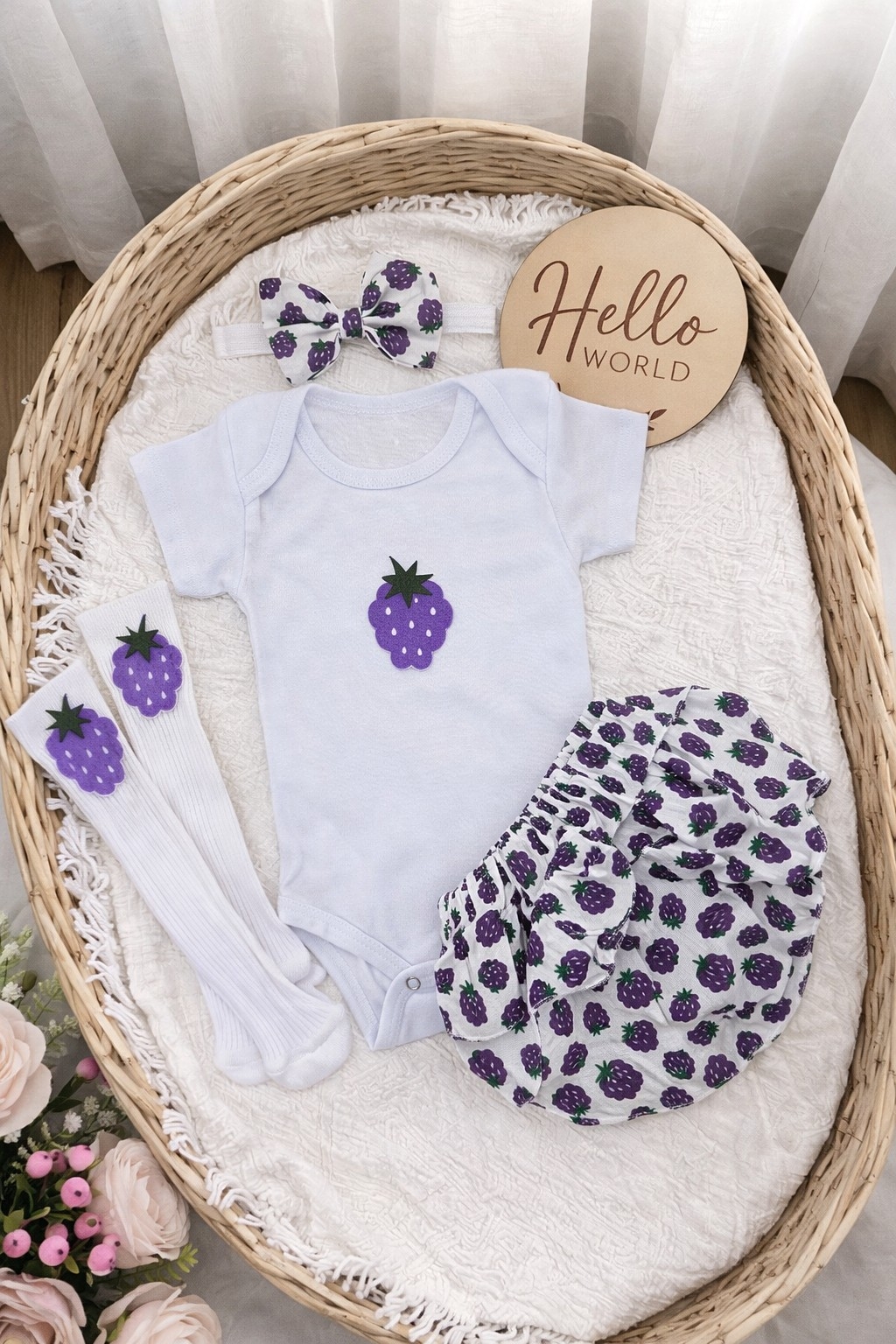 Letnji set za bebe devojčice sa motivom kupine