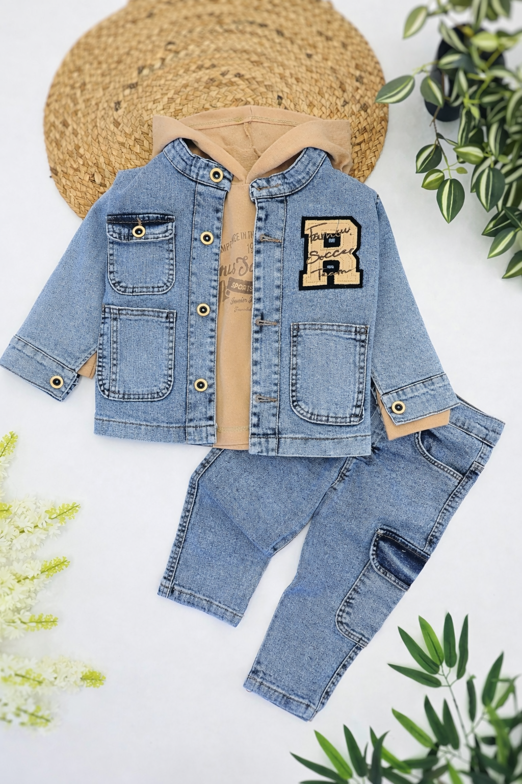 Teksas set za dečake – jaknica, farmerice džeparke i duks sa kapuljačom