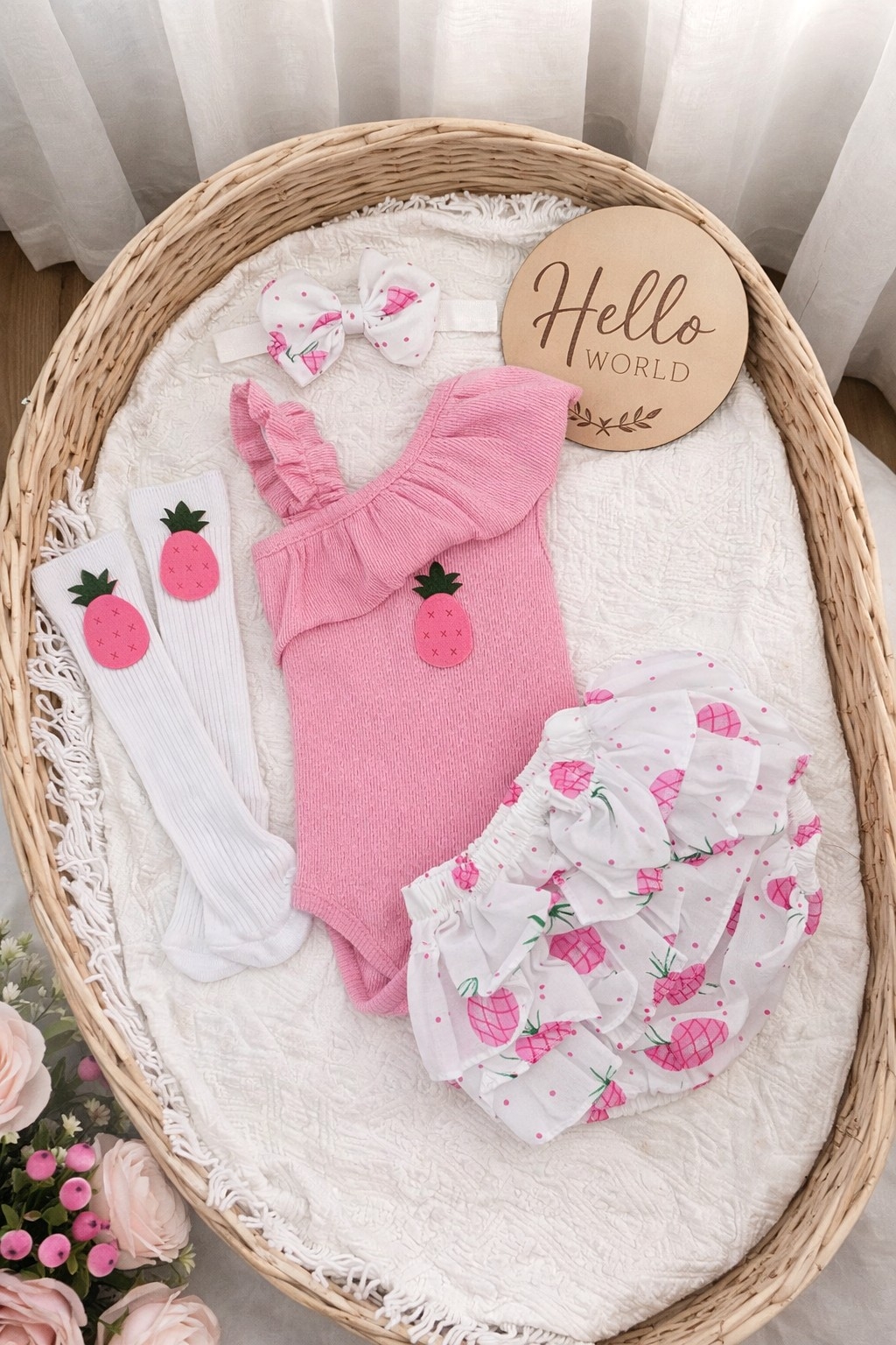 Letnji set za bebe devojčice sa ananas motivom