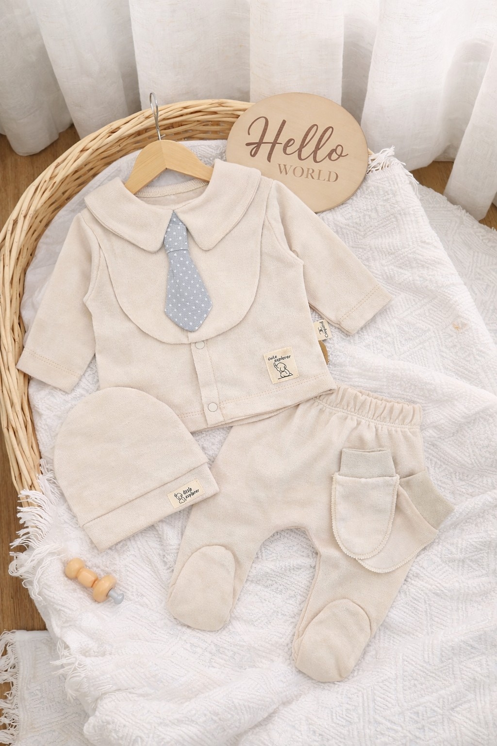 Elegantni set za novorođenče – bež (5 delova)