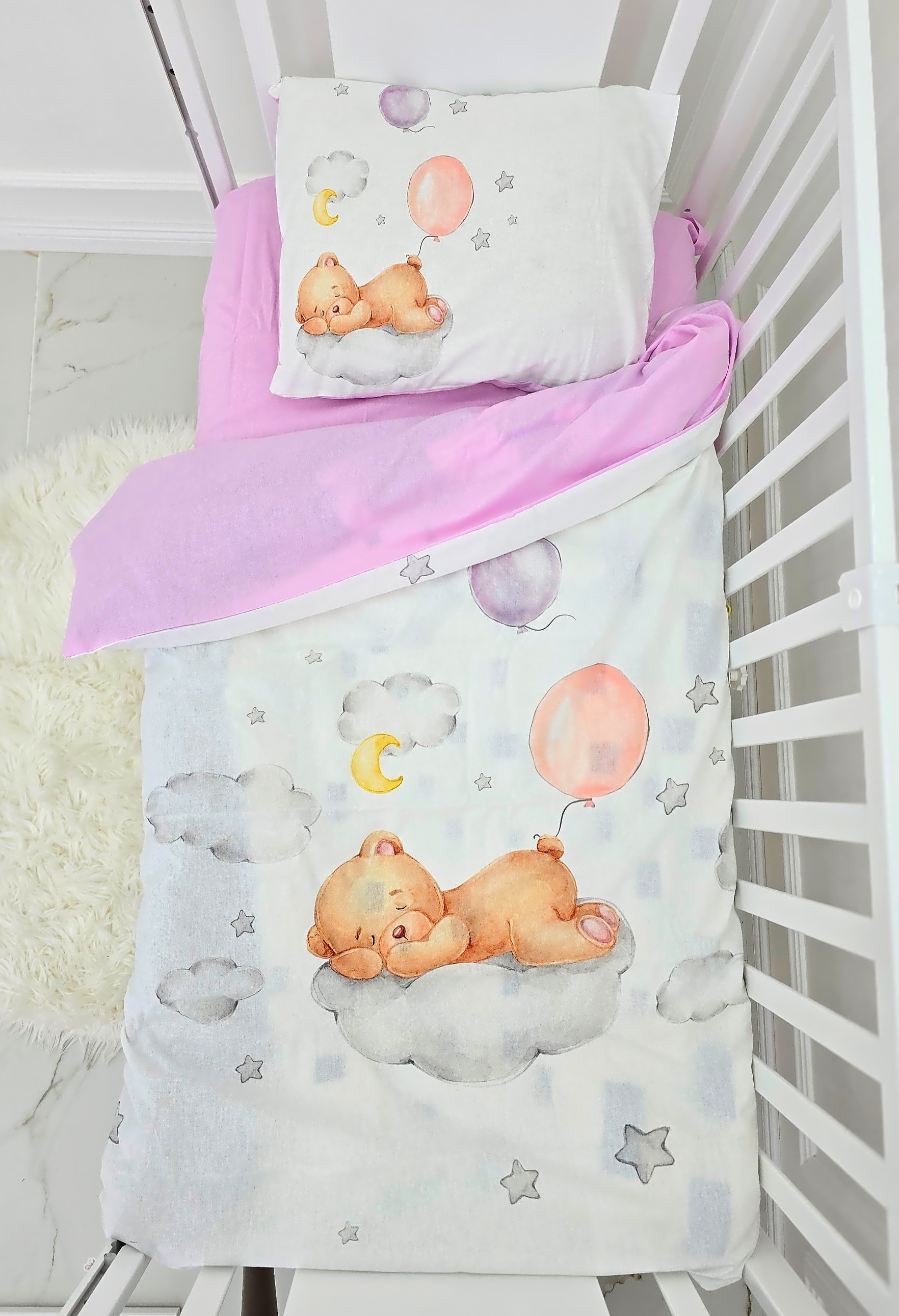 Bebi posteljina 3 dela – roze meda