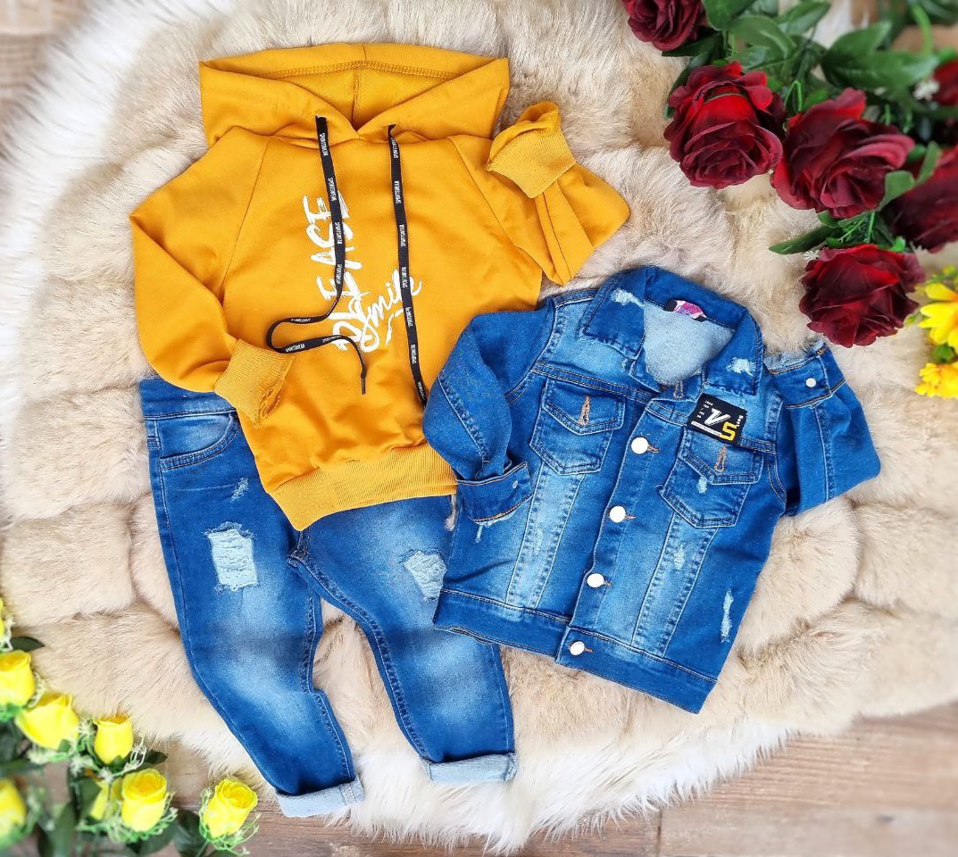 Teksas komplet za dečake: jaknica, farmerice i duks