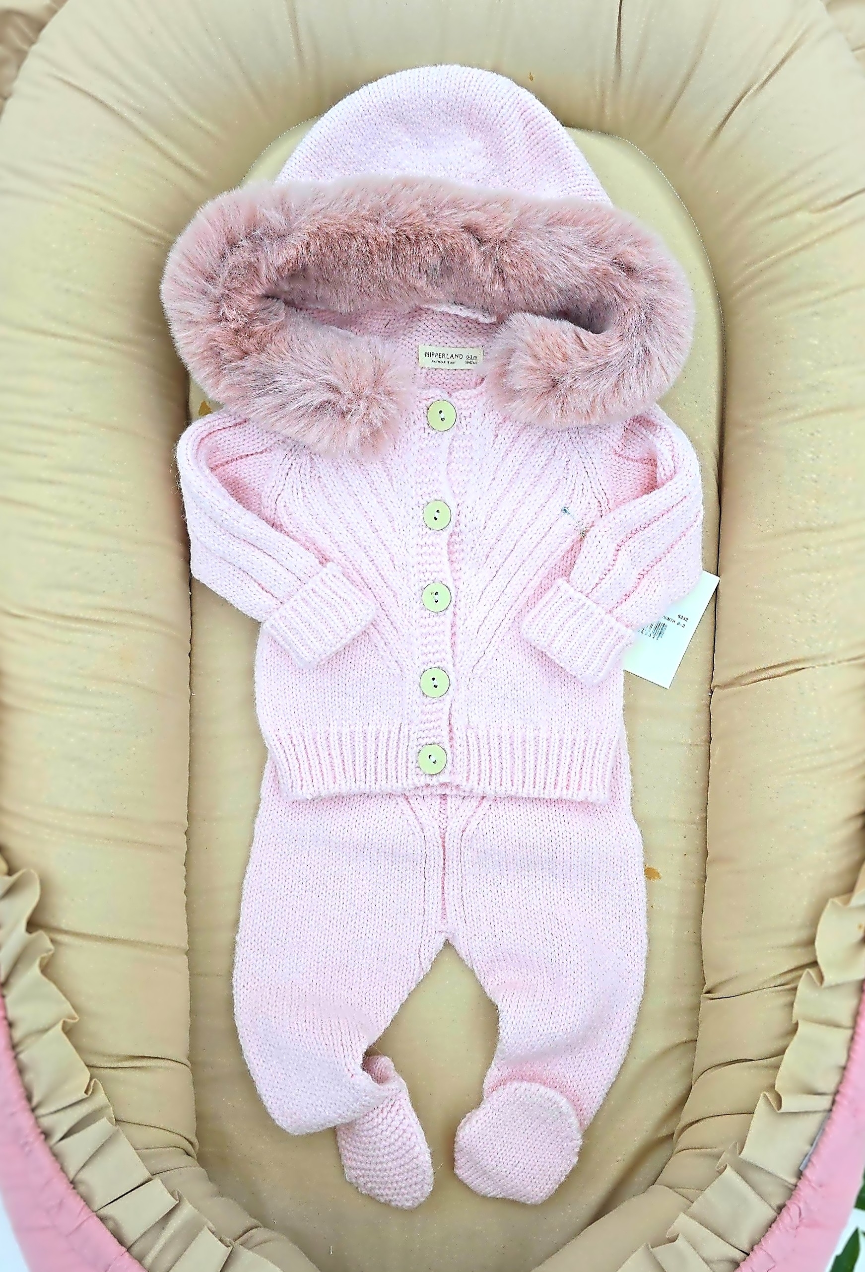 Nipperland premium set za bebe – roze sa krznom 