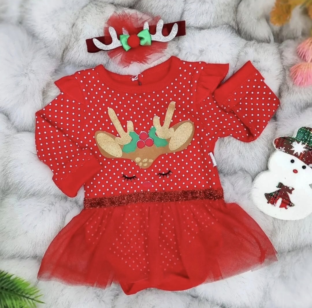 Novogodišnja bodi haljinica sa irvasom + traka