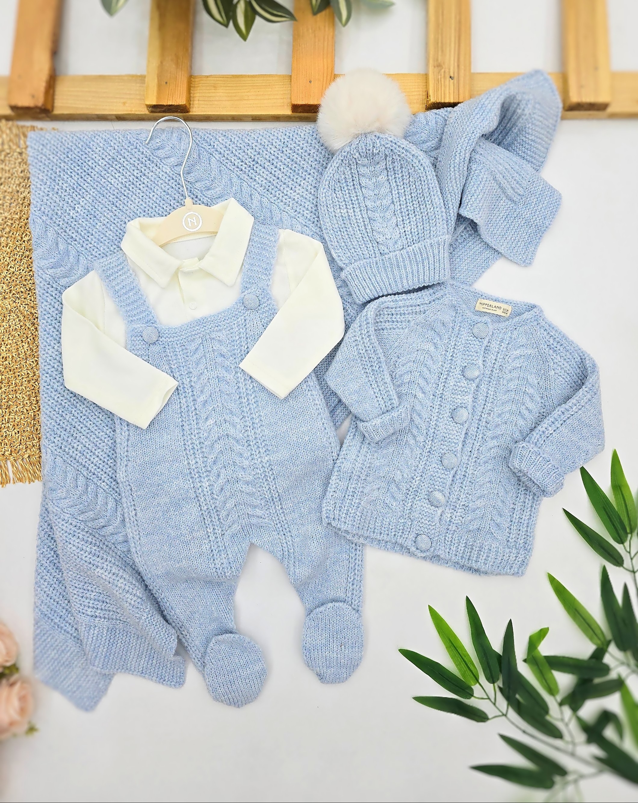 Knit Nipperland set za novorođenče – organski pamuk, 5 delova u poklon kutiji