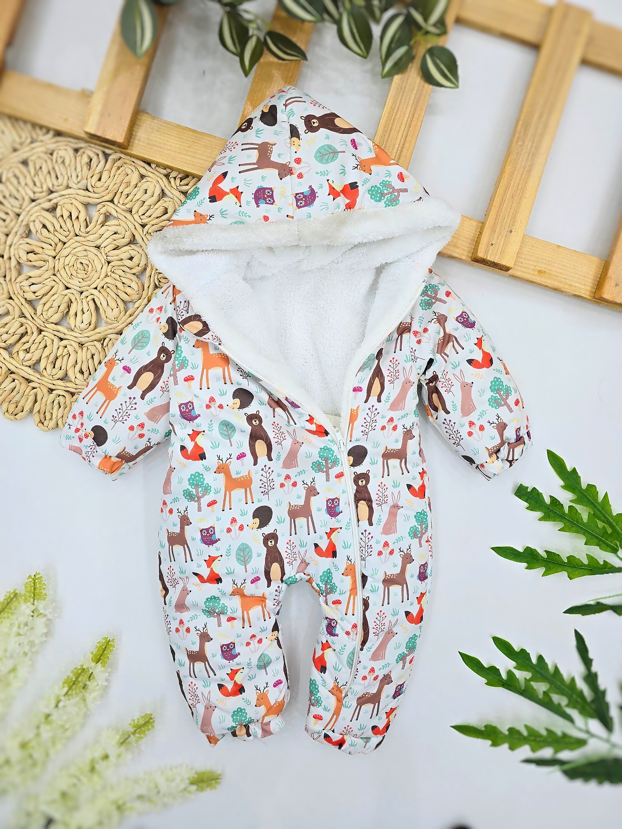 Zimski skafander za bebe devojčice sa kapuljačom