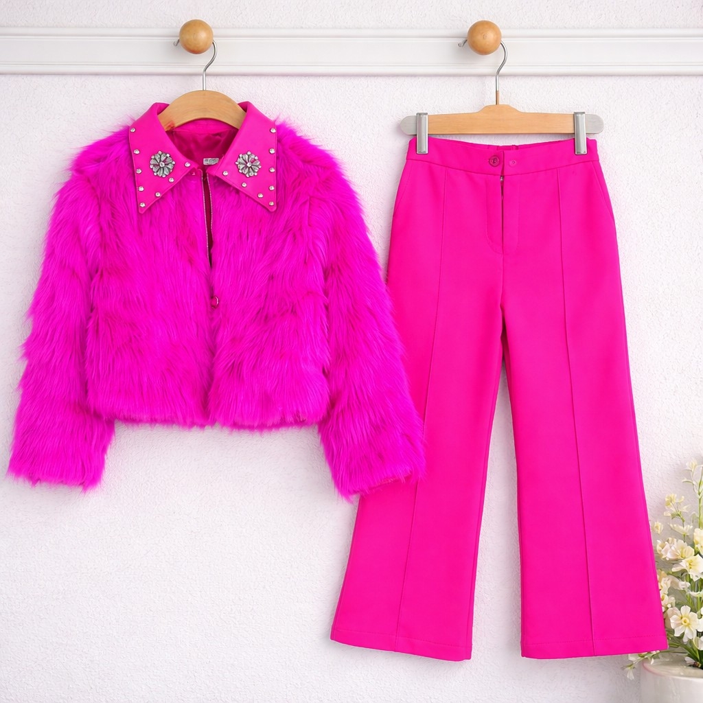 Lux set za devojčice – pink bundica sa svečanim pantalonama