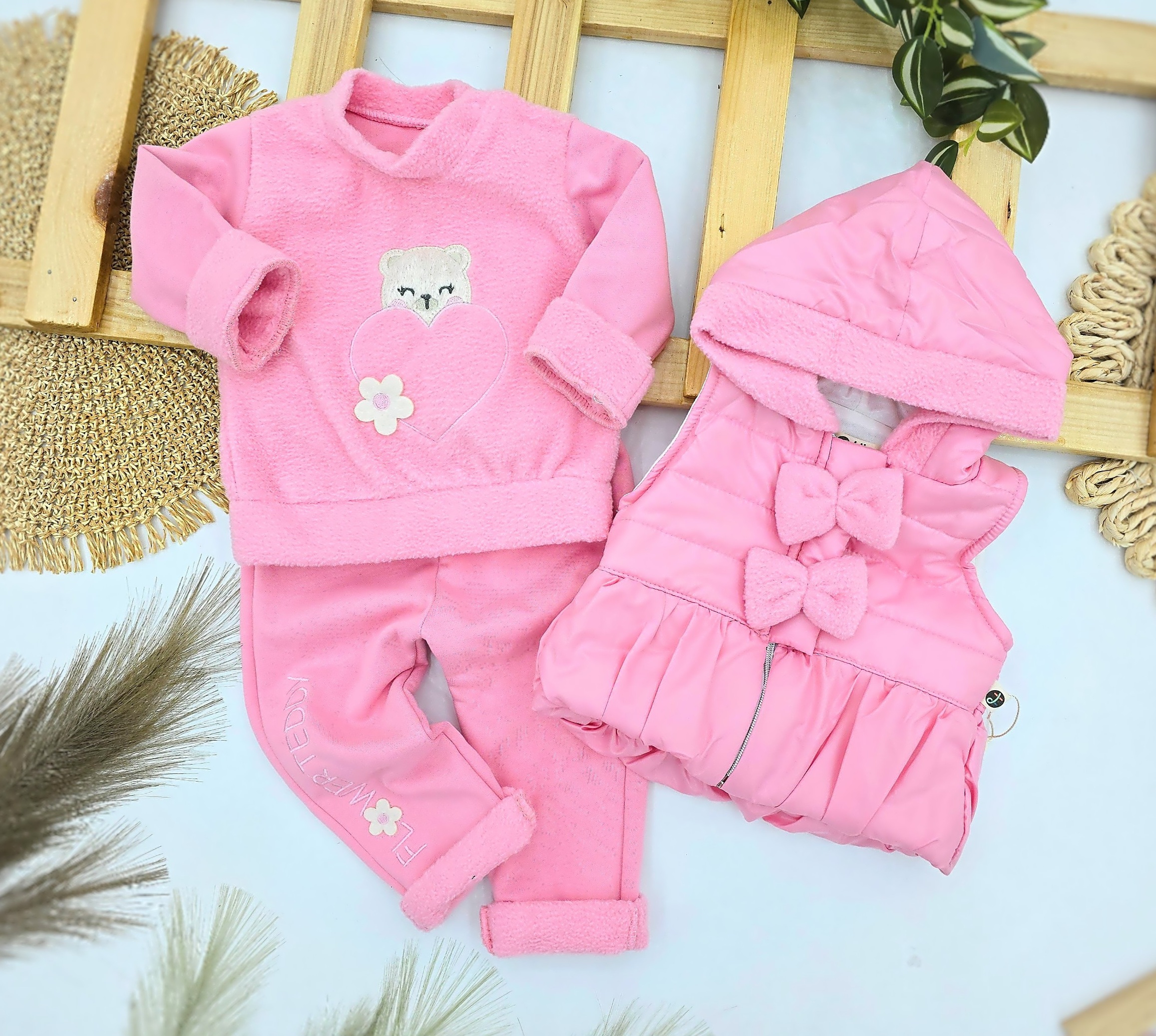 Topla termo trenerka sa prslukom za bebe devojčice