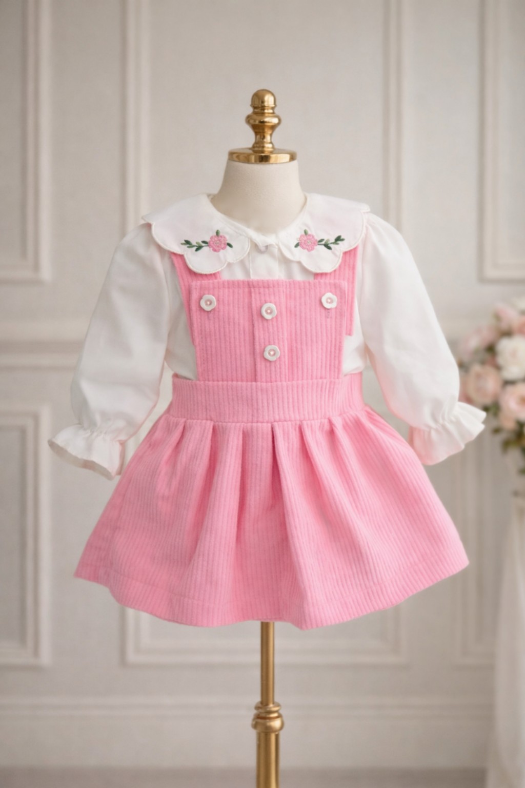 Roze haljinica sa belom košuljicom za devojčice