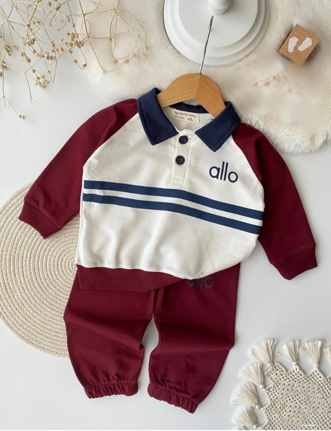 Bordo trenerka za bebe dečake sa kragnicom