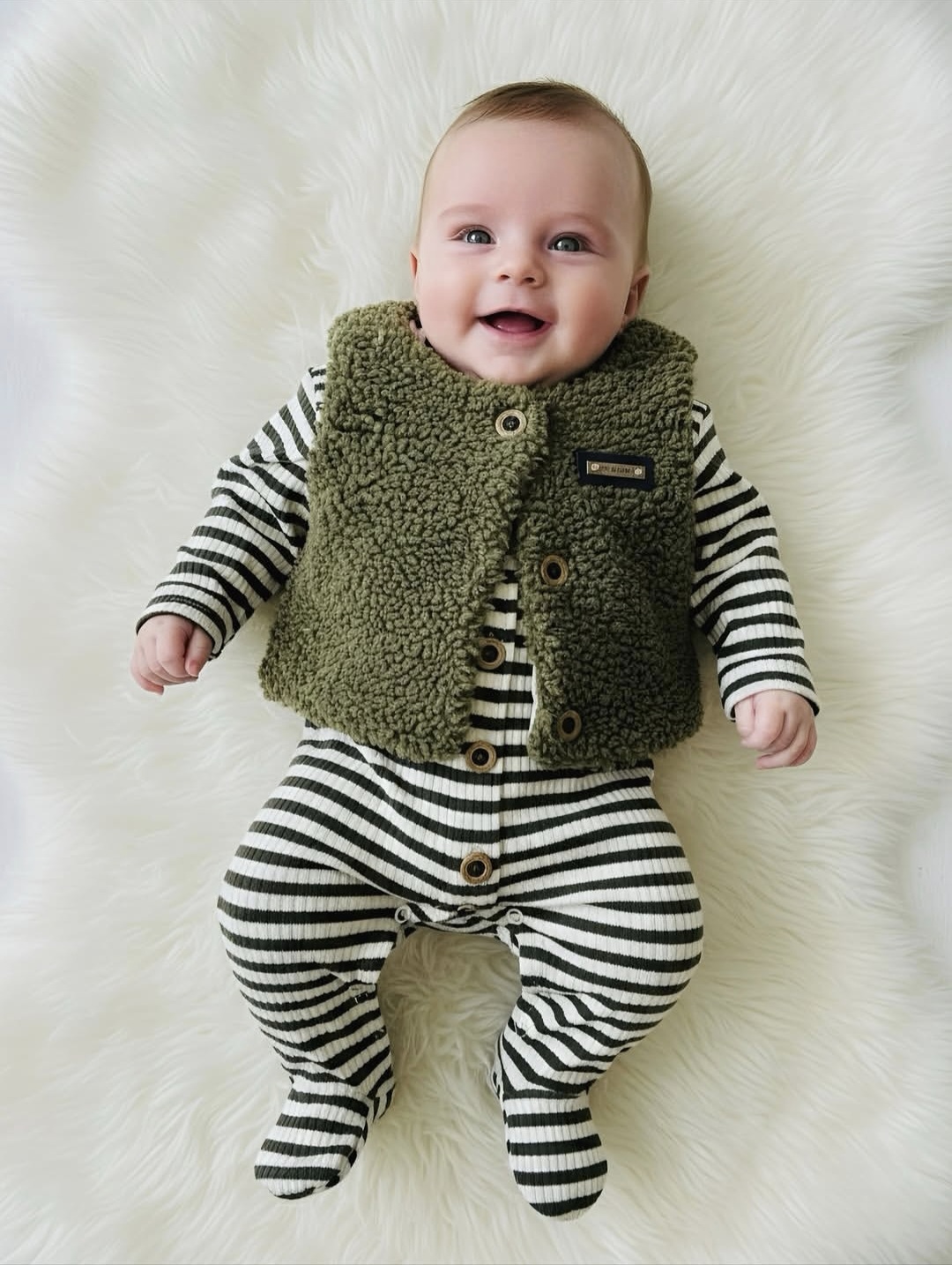 Set za bebe dečake: prugasti kombinezon i prsluk