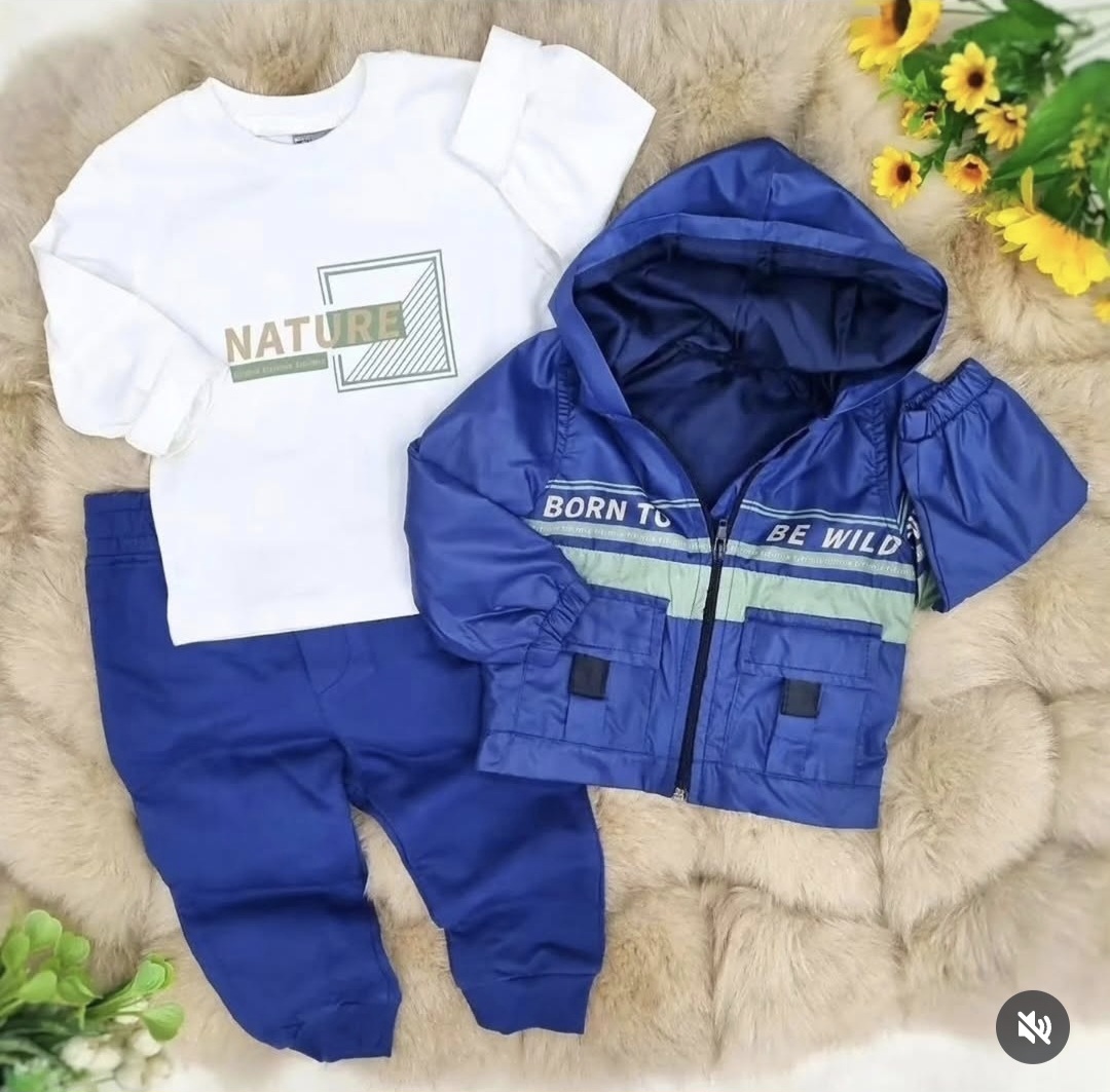Trodeleni komplet za dečake – donji deo trenerke, bluza i prolećno-jesenja jaknica Trodeleni komplet za dečake – donji deo trenerke, bluza i prolećno-jesenja jaknica