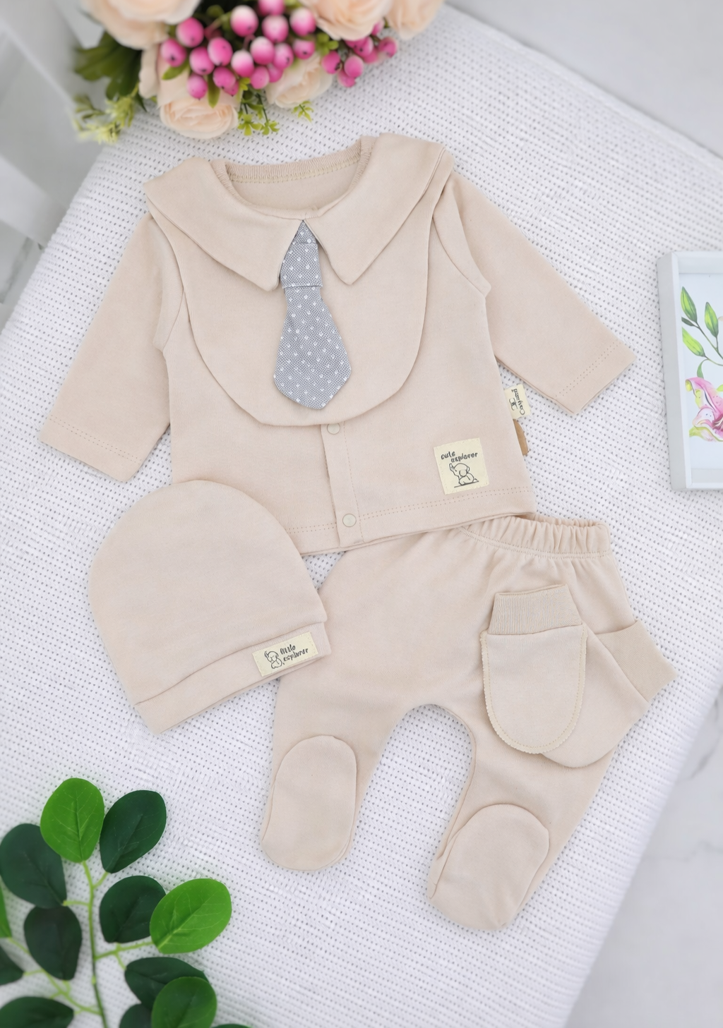Elegantni set za novorođenče – bež (5 delova)