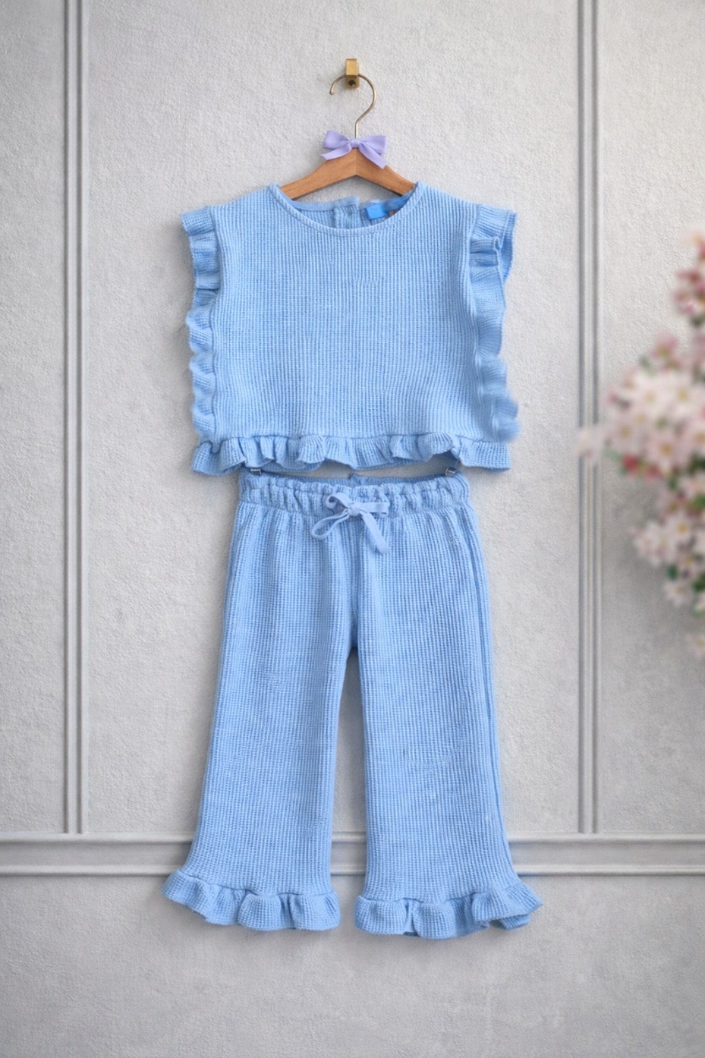 Dvodelni komplet za devojčice od rebrastog pamuka