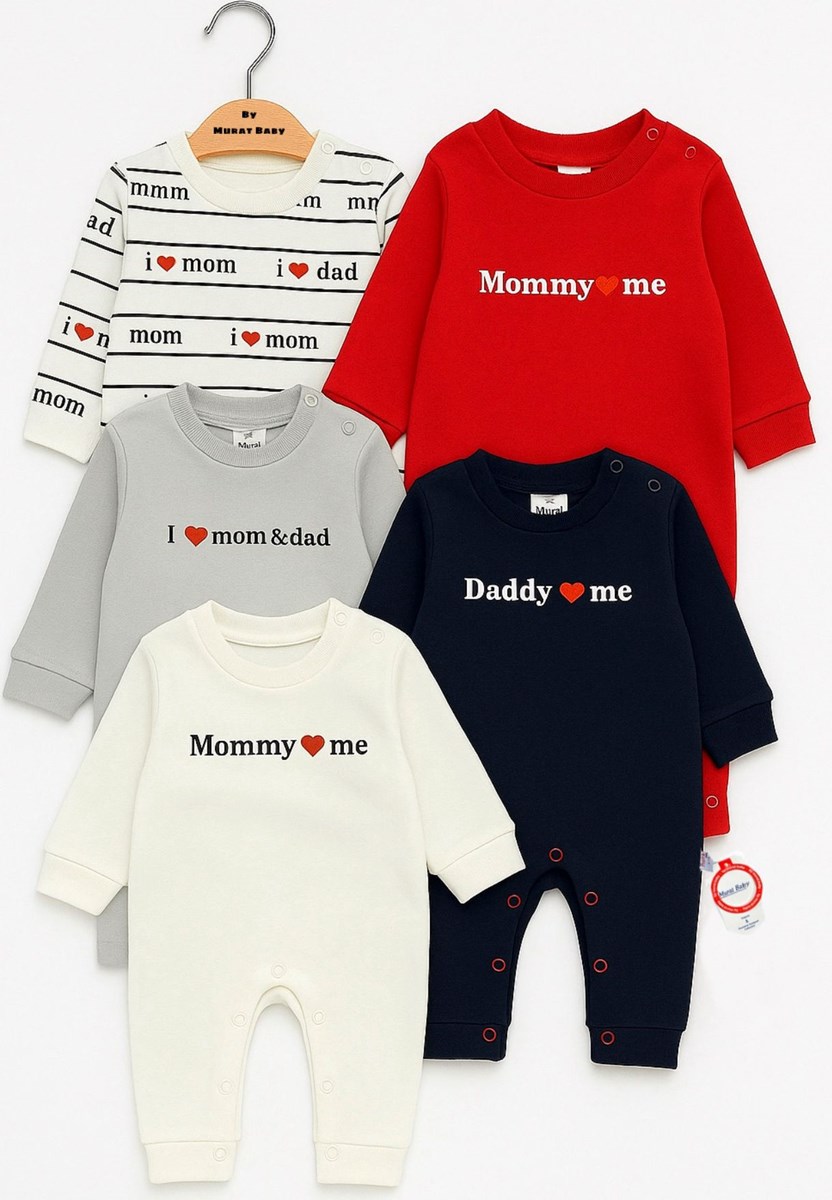 Set od pet štrampi za bebe – Mommy & Daddy motivi